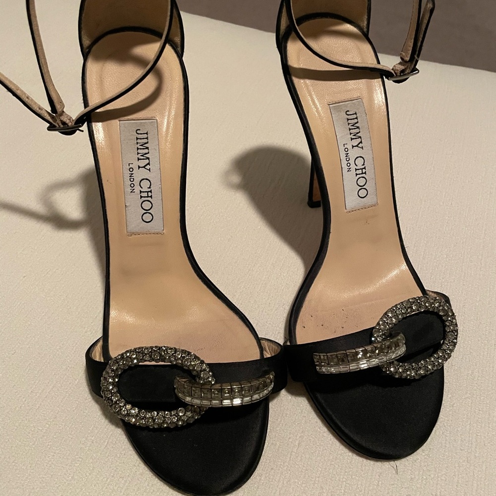 Jimmy Choo Black Heels with Crystal Accents